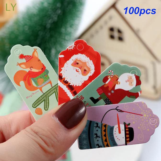 

Ly 100Pcs Santa Claus Party Cards Kraft Paper Wrapping Supplies Xmas Ryanstore36