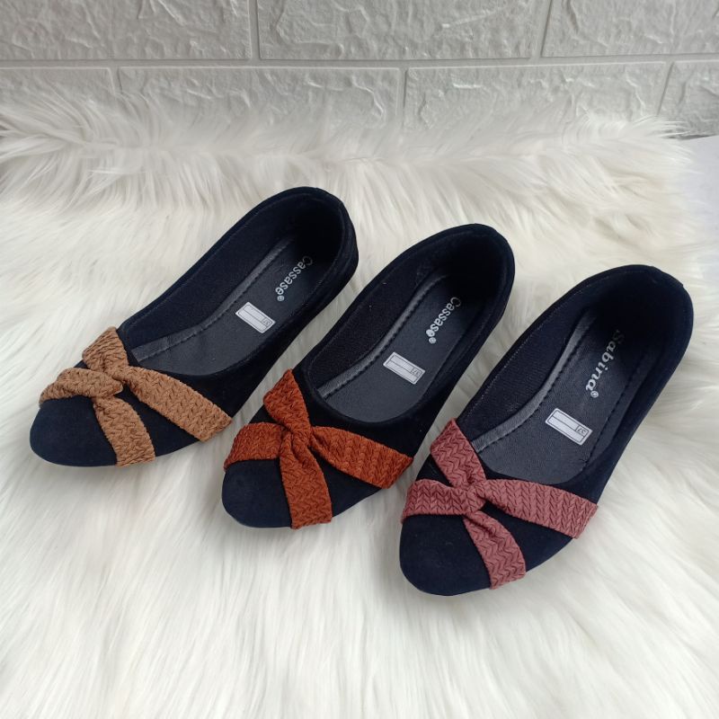 SEPATU BALET WANITA HITAM VARIASI DIKSI SILANG COKLAT FLATSHOES TERBARU KEKINIAN FLATSHOES VIRAL FASHION SALE