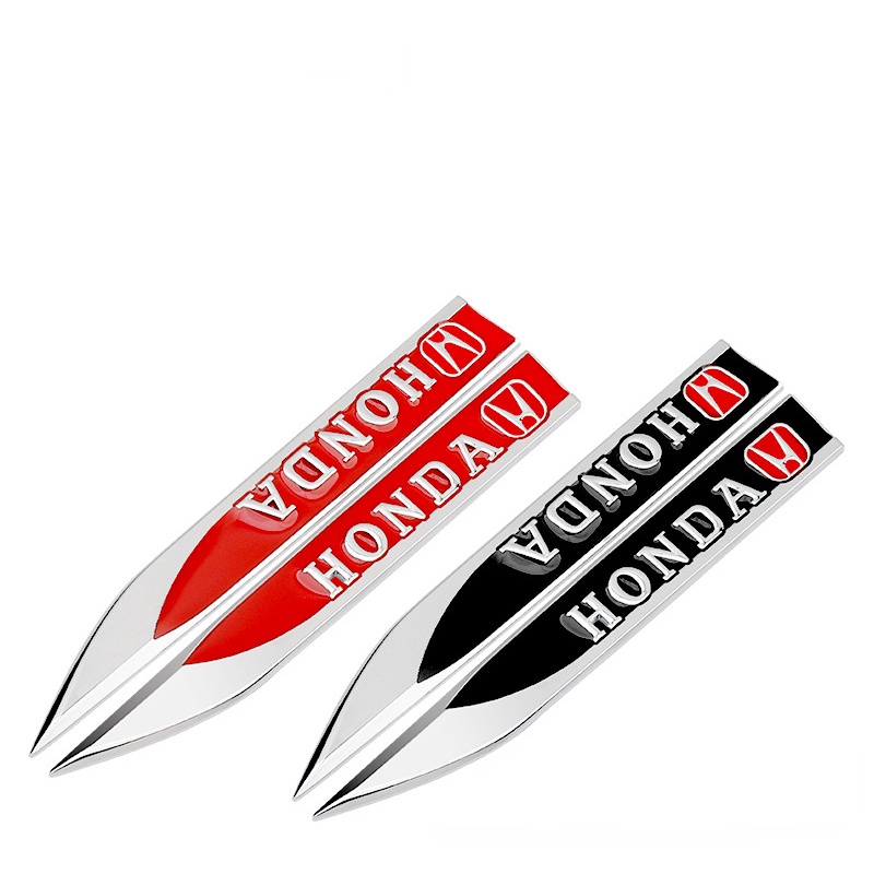 2pcs Stiker Metal 3D Dekorasi Fender Samping Mobil Honda RS Mugen City Civic Jazz HRV CRV BRV Fit