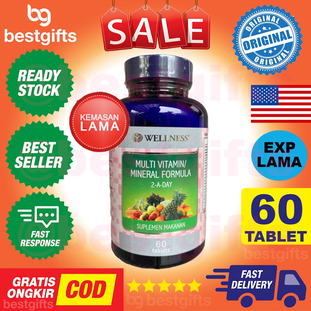 WELLNESS MULTIVITAMIN MULTI VITAMIN VITAMINS MINERAL FORMULA 2 A DAY IRON DAYA TAHAN TUBUH 60 TABLET