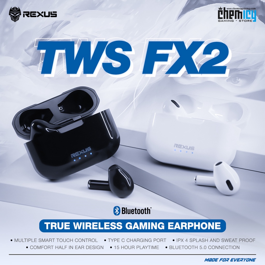 Rexus TWS FX2 True Wireless Bluetooth Gaming Earphone