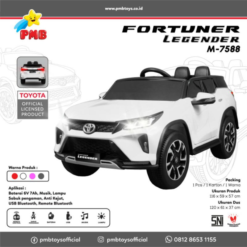 Mainan Mobil aki Anak TOYOTA FORTUNER LEGENDER M7588 with remote control - Putih)-1