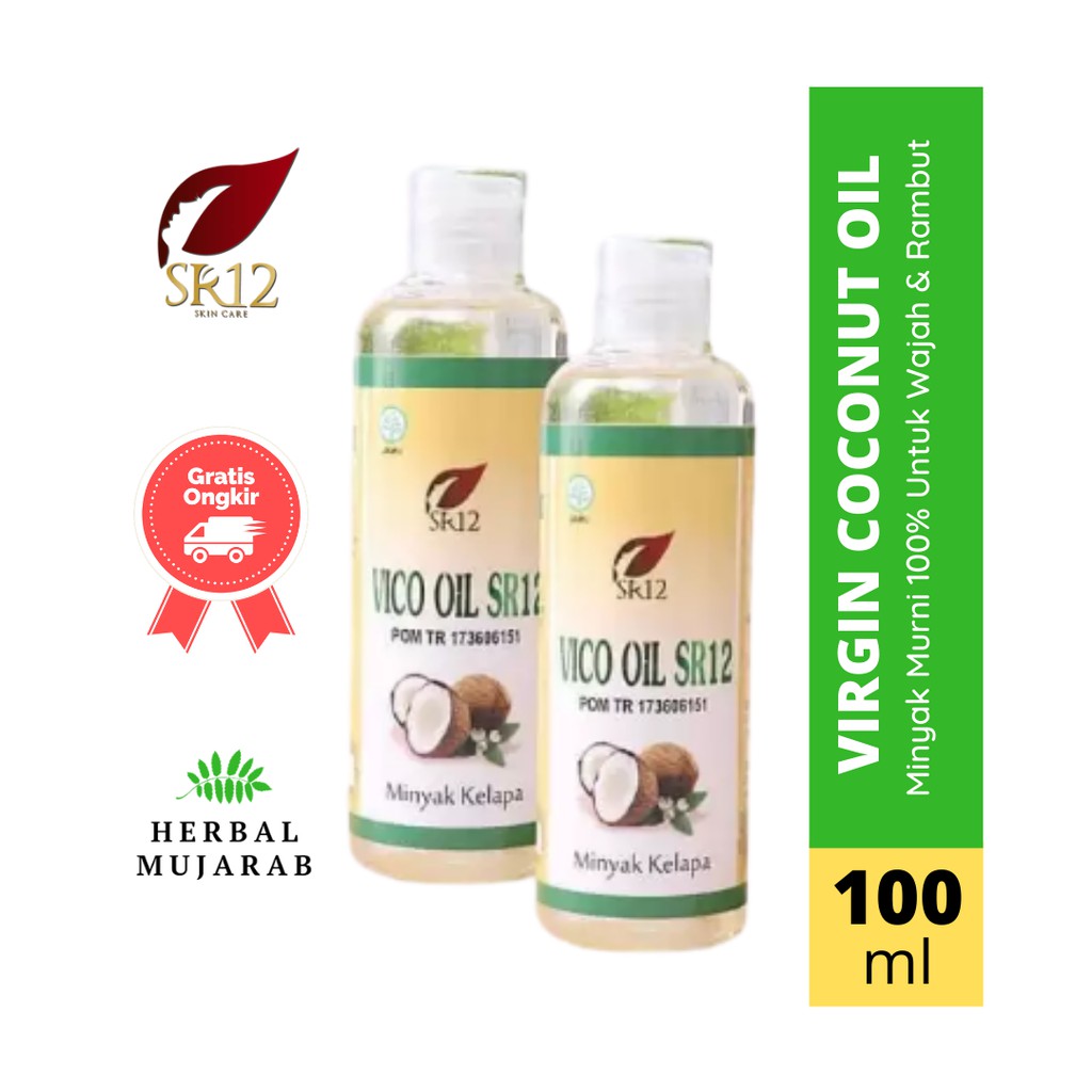 Vico Oil Sr12 100 Ml Untuk Wajah Rambut Dan Tubuh Vco Virgin Coconut Oil Minyak Kelapa Murni Bpom Shopee Indonesia