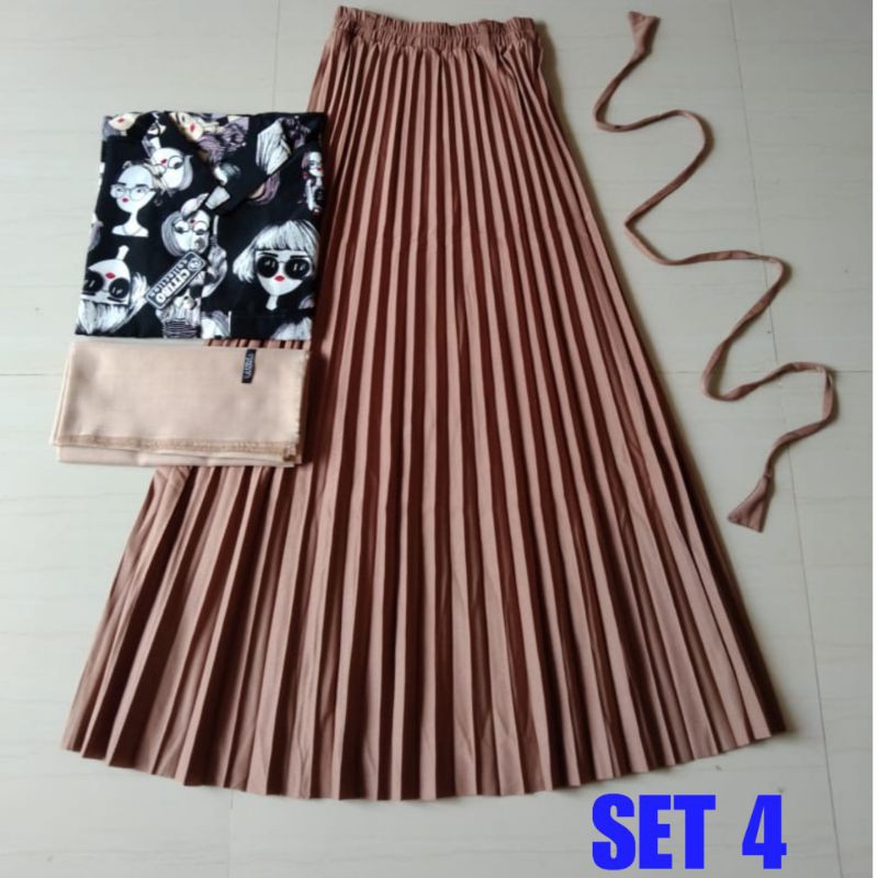 REALPICK PAKET KOMPLIT KEMEJA MONALISA LD 97CM+ROK PLISKIT PREMIUM ALSIZE+HIJAB SAUDI RAWIS
