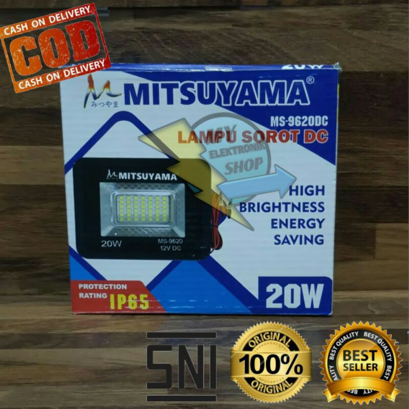 Lampu Sorot tembak 20W MITSUYAMA Lampu sorot Aki LED12v DC SMD Floodled IP65 TIPIS MS-9620DC