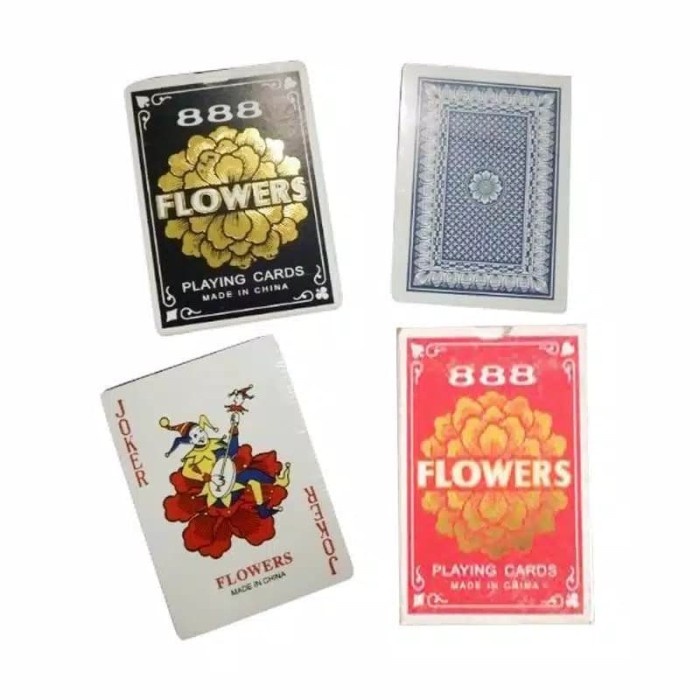 [1 Deck] Kartu Remi 888 Great Flower Kartu Poker Playing Cards - Random Colour