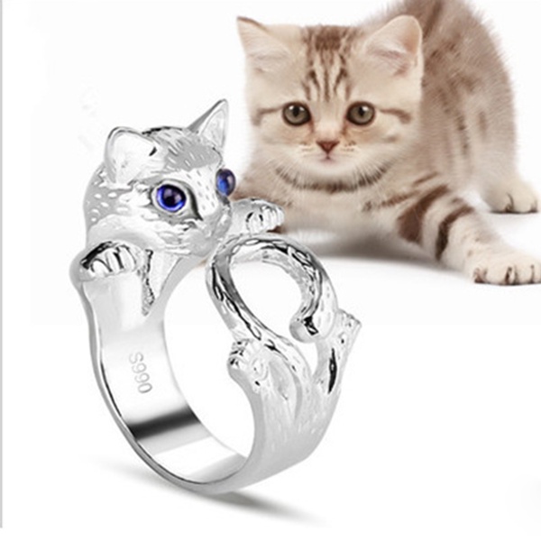 Cincin Model Terbuka Bentuk Hewan Kucing Untuk Pria Dan Wanita