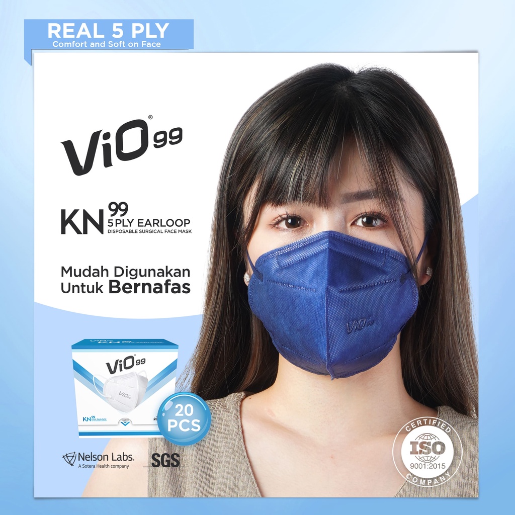 Vio KN99 Mask 20s 5Ply earloop warna Navy