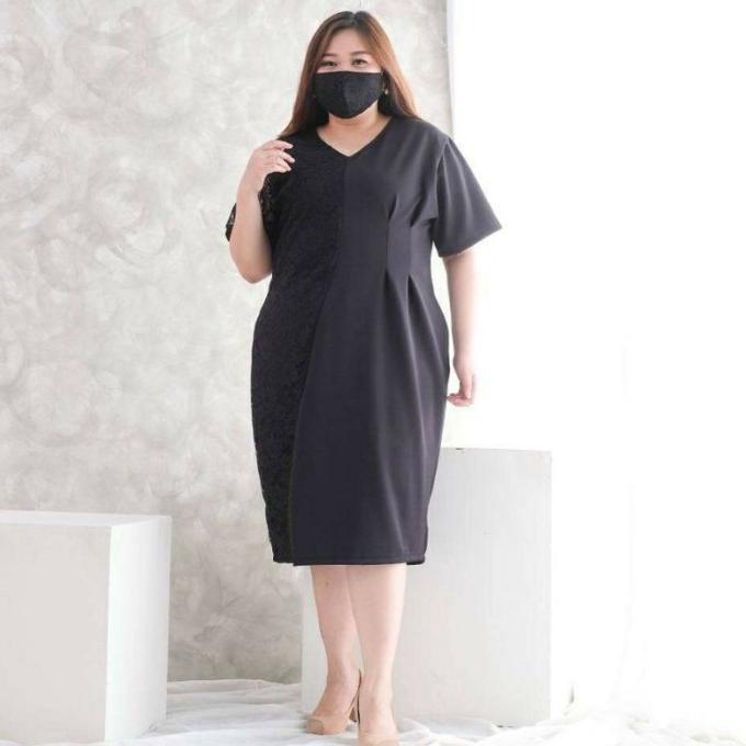 Super Jumbo Morie Dress Scuba Mix Brokat Fit Ld 135 Db68238