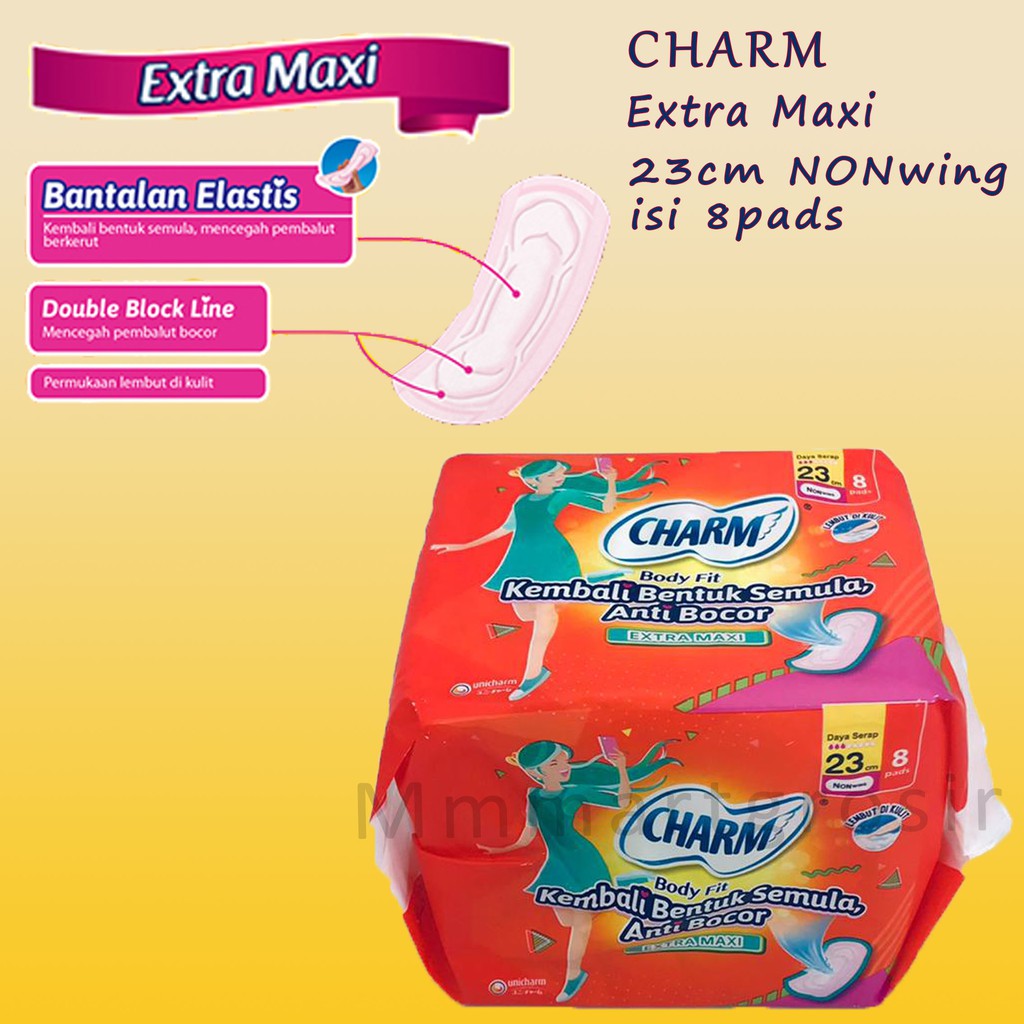 Charm Extra Maxi / 23cm Non Wing / Pembalut / 8pads