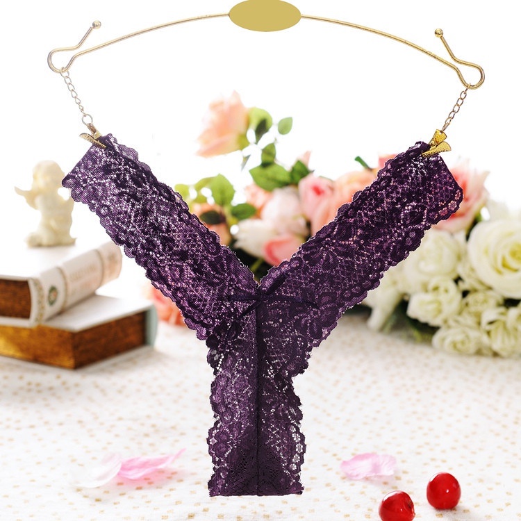 (COD) G String Wanita Sexy Transparan Celana Dalam cd Pakaian Dalam Lace Thong C015