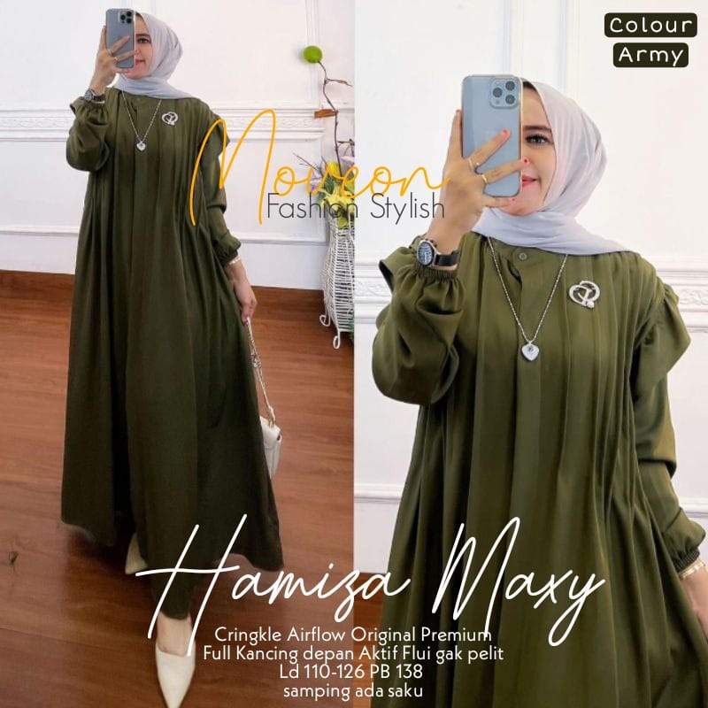 GAMIS WANITA LD 110 -126CM GAMIS CRINGCLE AIRFLOW HAMIZA MAXY, PAKAIAN MUSLIM WANITA // GAMIS WANITA
