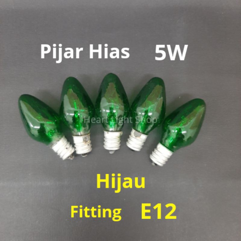 LAMPU PIJAR LOMBOK 5W HIJAU GREEN E12/LAMPU CHIYODA C75 5W GREEN HIJAU E12/LAMPU HIAS CABE LAMPU DEK
