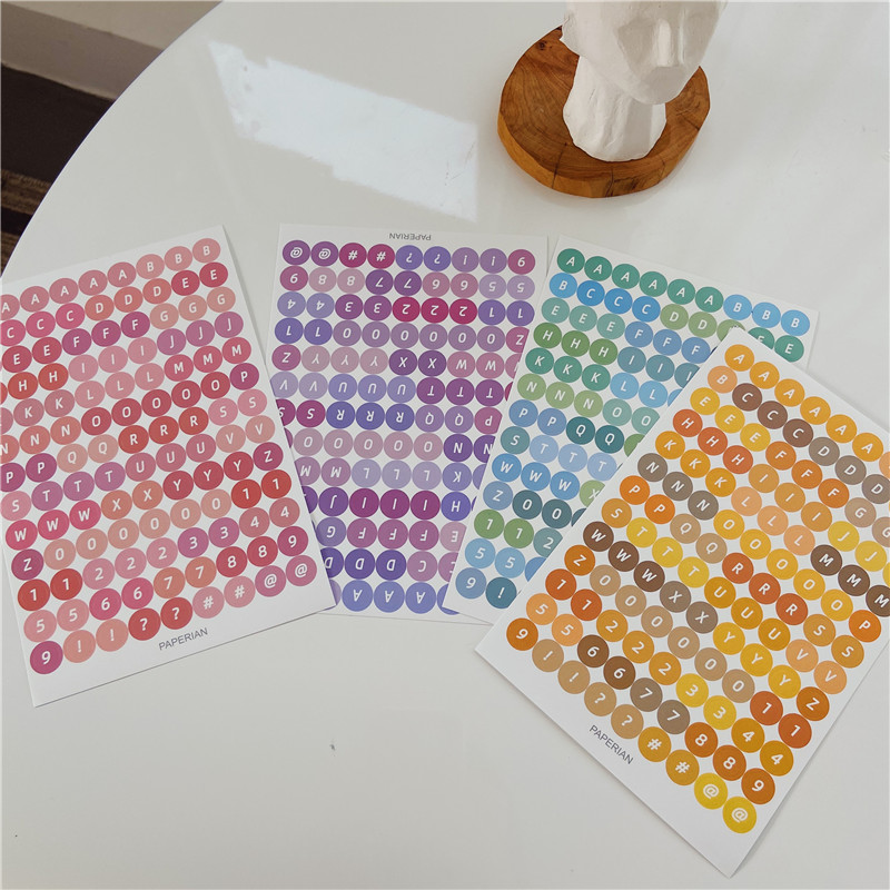 GaLiCiCi warna bulat stiker bahan dekorasi Inggris / huruf / angka / akun tangan album