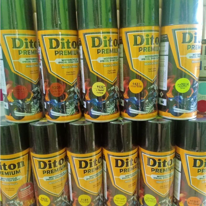 DITON Premium Pilok Pilox Warna Kuning Orange Yelow ( Tiger Yellow, Master Yellow, Yellow Metallic, Candytone Orange, Candy Yellow, Flouorescent Orange Stabilo, Stabilo Yellow, Pastel Yellow, dll )) 400cc/400ml