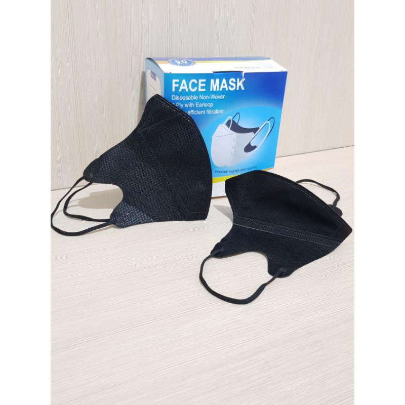 Duckbill hitam putih merk Facemask 1box isi 50pc