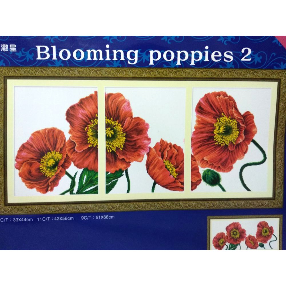 Paket Sulam Kristik Strimin DOME 100407 Bunga Flower Poppy Poppies