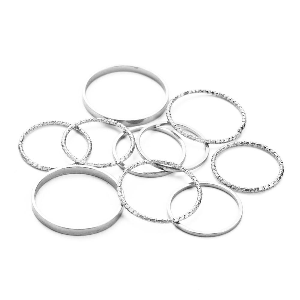 Timekey 10PCS / Set Cincin Alloy Vintage Minimalis Unik Untuk Wanita A3K6