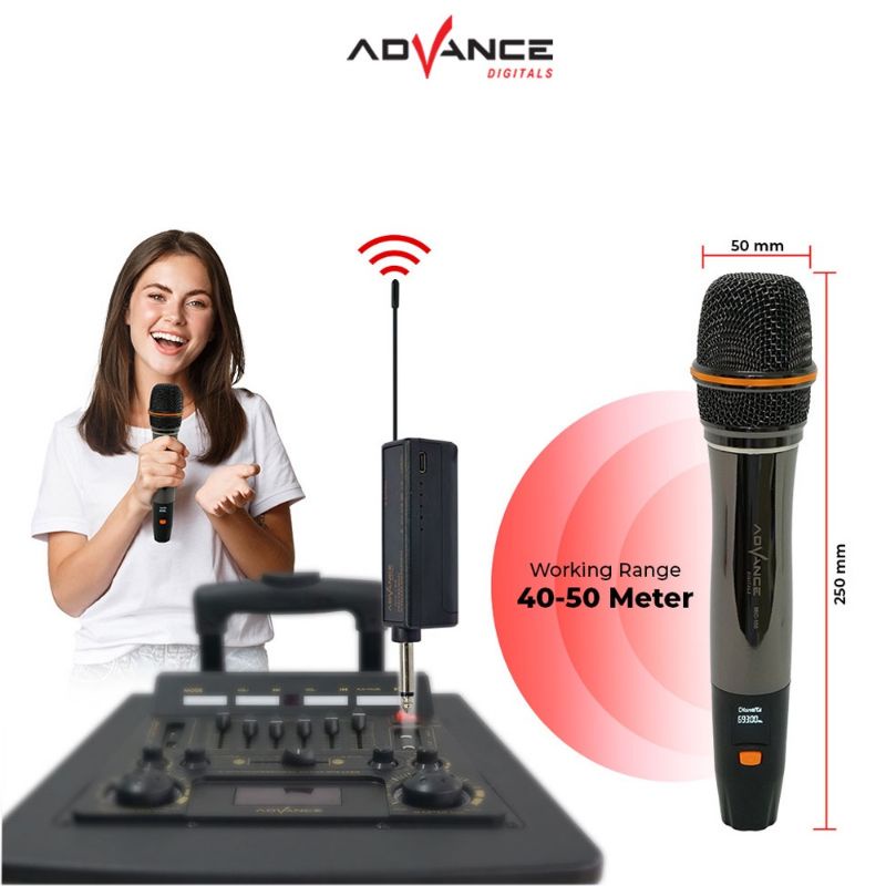 Advance Mic 105 Microphone Profesional Mik Wireless Gold Bisa di Charger Metalic Silver / Garansi 1 tahun