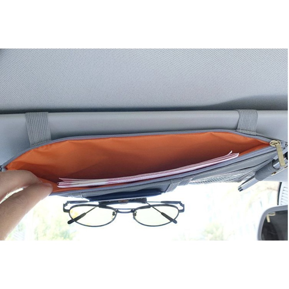 WRF38 Sunvisor Tempat Dokumen Uang Karcis Kartu Mobil Bahan Kulit Leather PU Impor TKM