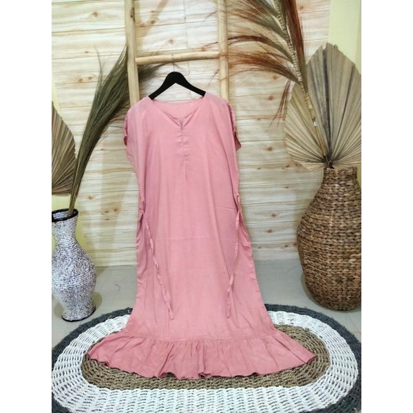 Daster Long Ruffle Tali Busui LD 120 /Daster long ruffle polos kekiniany