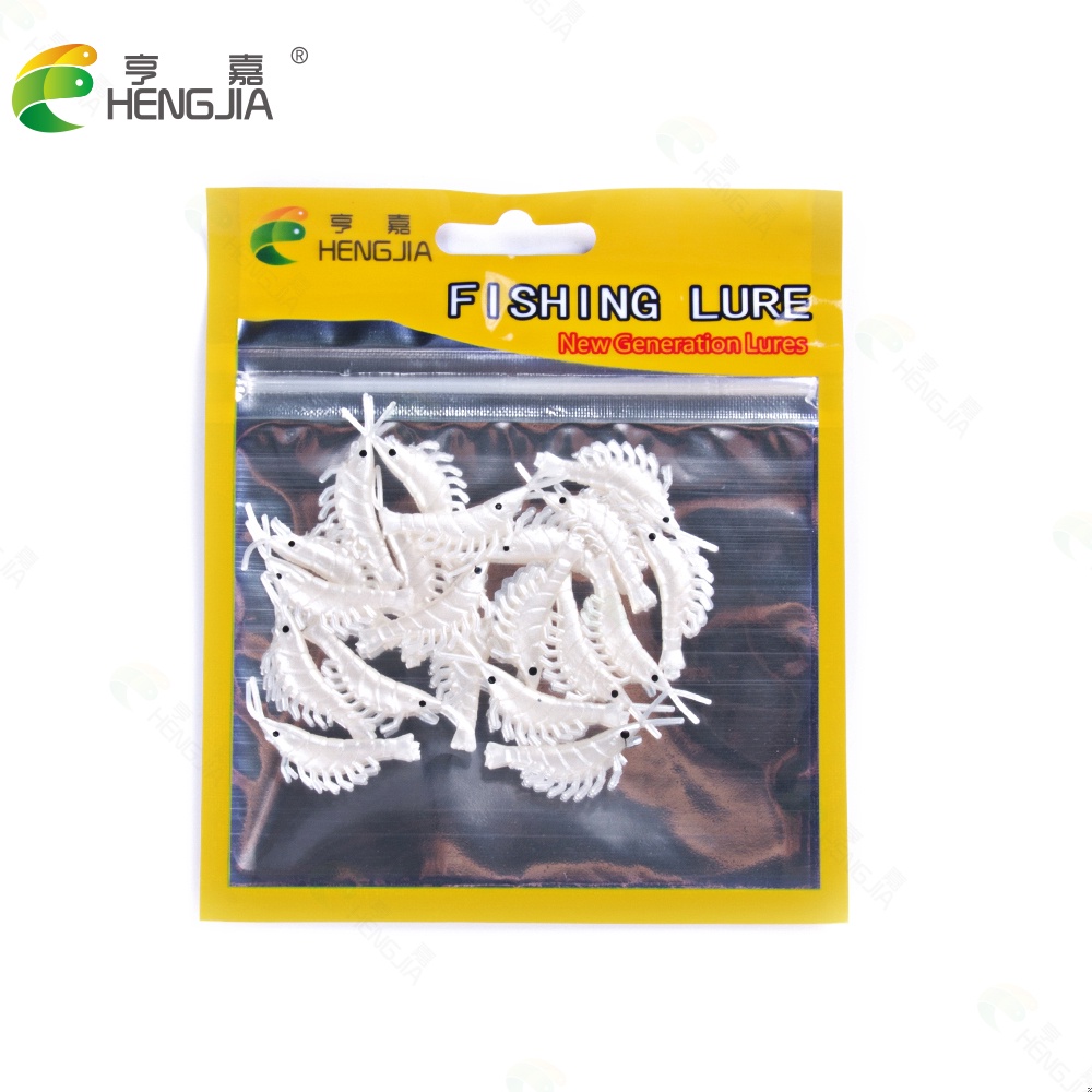 Hengjia 20pcs/lot Umpan Pancing Mini Soft lure Udang Luminous Shrimp Bait 2.7cm 0.3g Untuk Memancing Di Laut 8 Color Alat Pancing