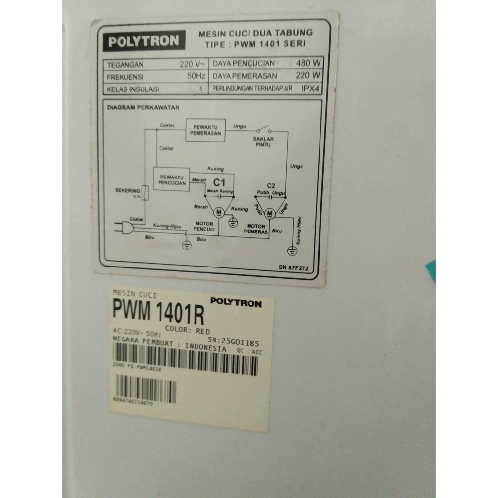 TIMER WASH PENCUCI  MESIN CUCI POLYTRON 2 TABUNG MANUAL  PWM 1401G PWM 1401R