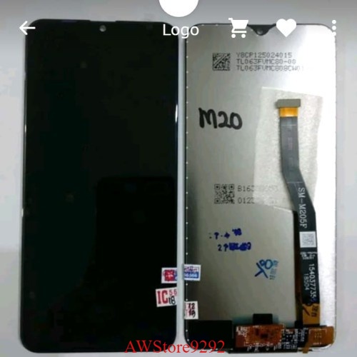 Layar Sentuh LCD TS Touchscreen Fullset Samsung M20 M205 ORI BLACK