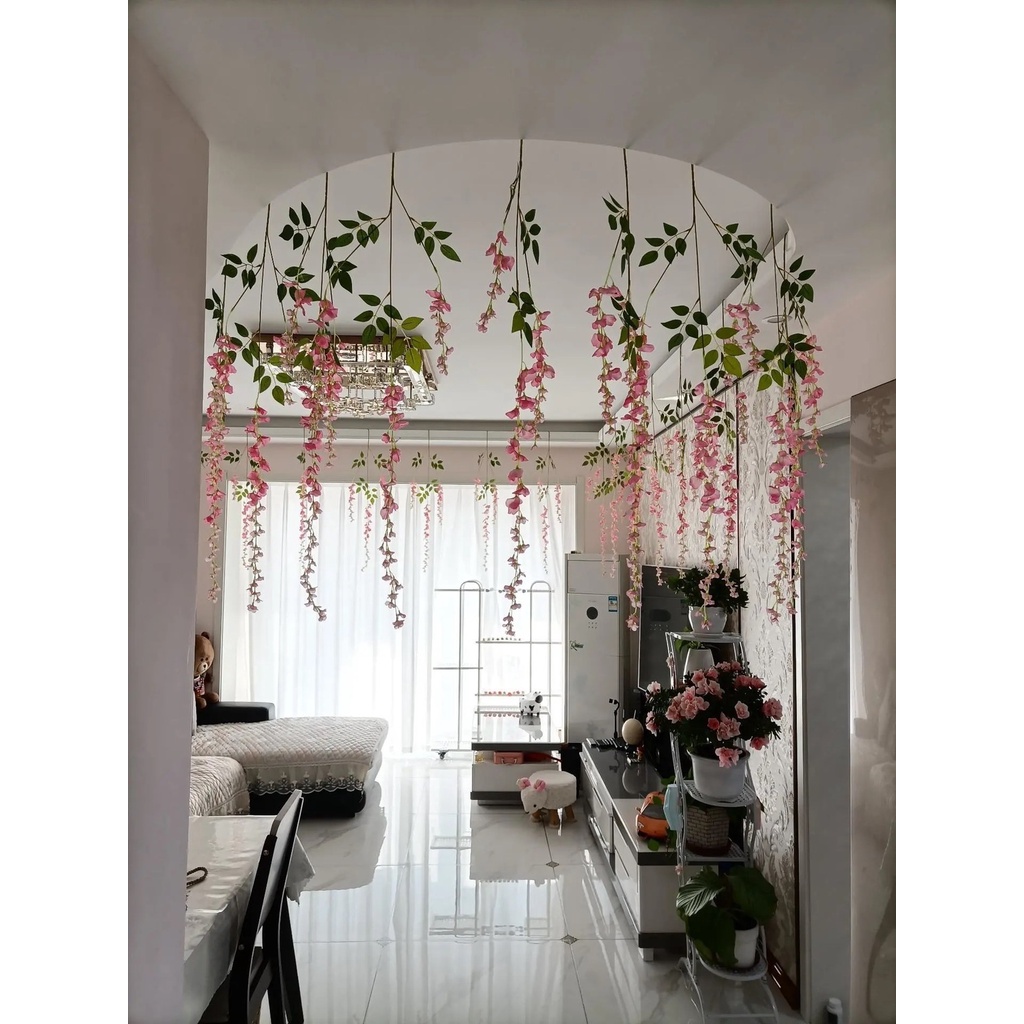 Tanaman Bunga Wisteria Hias Rambat Dekorasi Fleur Dinding Rumah Pelaminan Pajangan Artificial Flowers Daun Juntai Azgalery PBP102