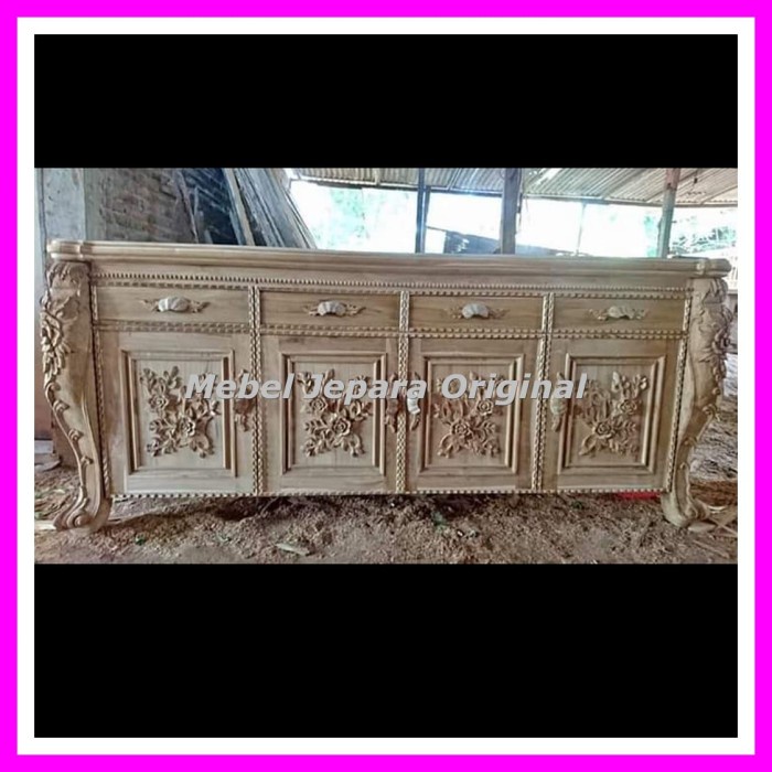 Meja tv Ukir Kayu Jati - Bufet Lemari Pendek Jati Mentahan Jepara Original