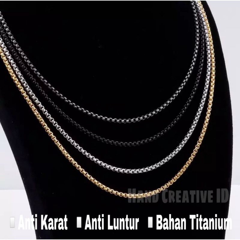 Kalung Titanium Pria Wanita Anti Karat Italy Silver Gold