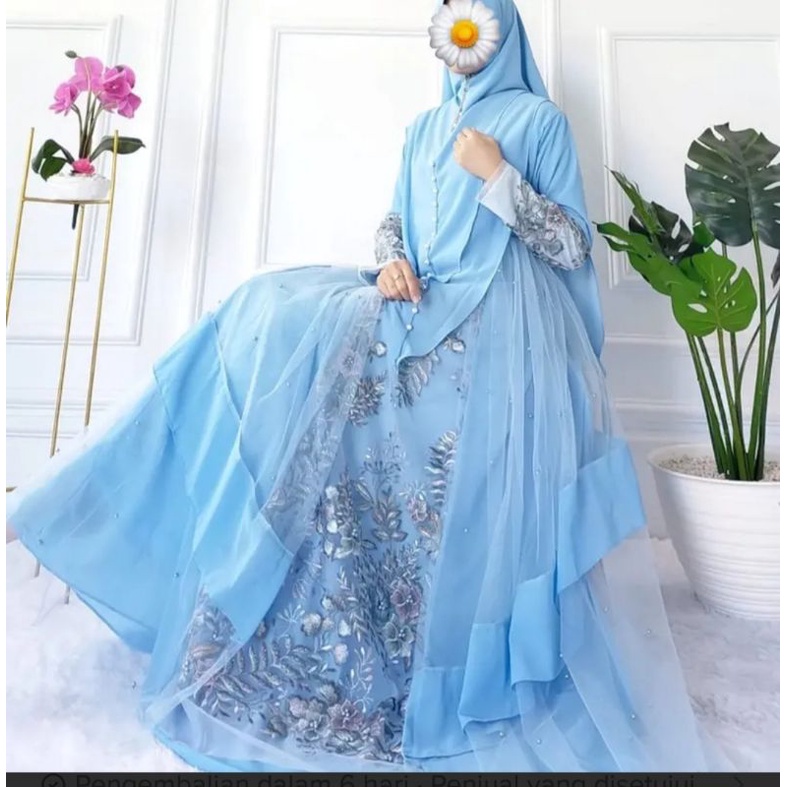 GAMIS SYARI MEWAH | GAMIS ORI | GAMIS CERUTY MIX BRUKAT LAPIS TILE