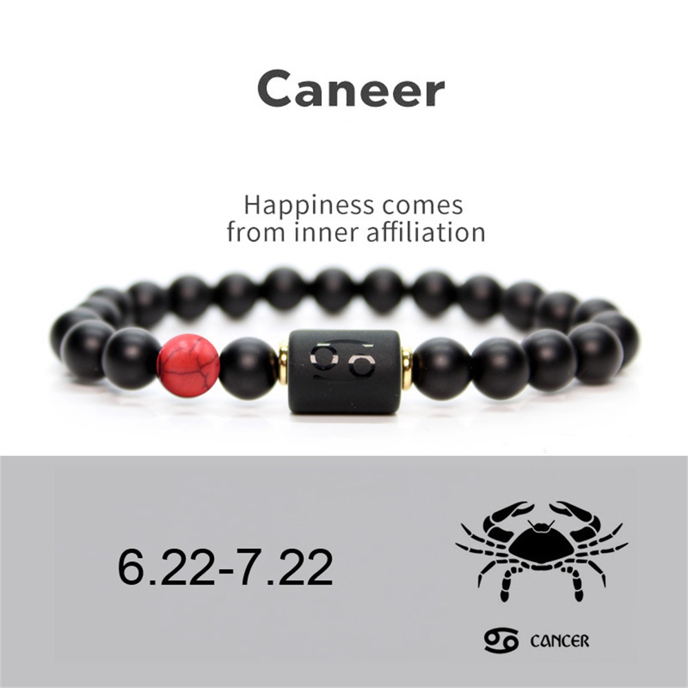 Gelang Manik-Manik 12 Zodiak Warna Hitam Matte Untuk Pasangan