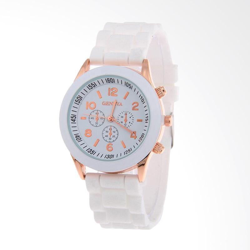 Jam tangan wanita analog geneva  strap silicon cantik murah