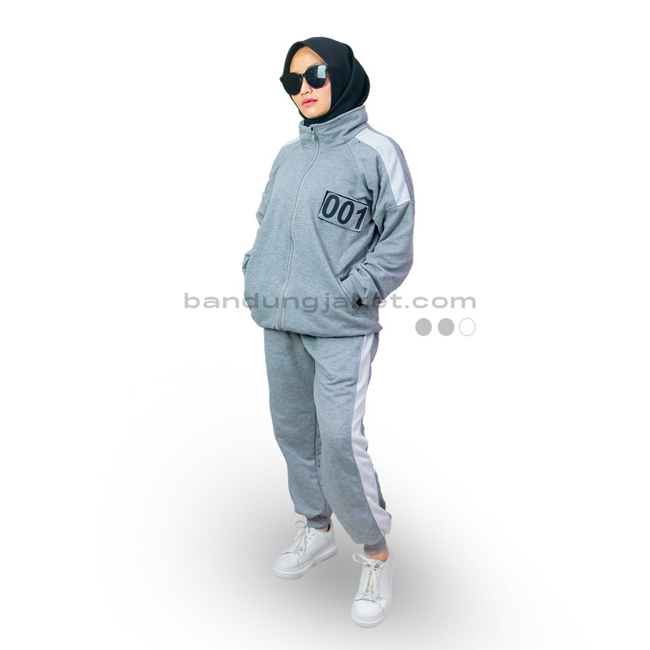 SQUID GAME SETELAN JAKET &amp; CELANA TERMURAH GREY II JAKET KOREA II JAKET OLAHRAGA II SETELAN ANAK