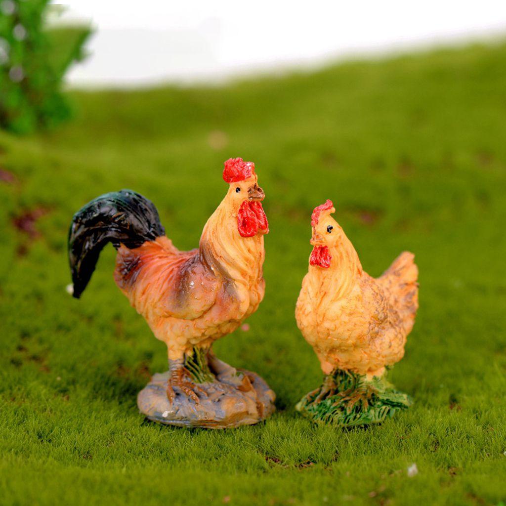 【 ELEGANT 】 Patung Ayam Mini Manusia Hidup Hen Miniatur Simulasi Mainan Anak Patung Ayam