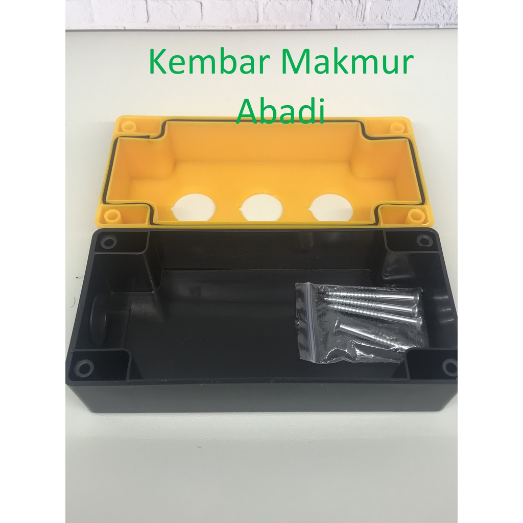 Control Box Push Button 22mm 3 Lubang Putih-Kuning / Kontrol Box 3Lubang / Push Button 3 Hole