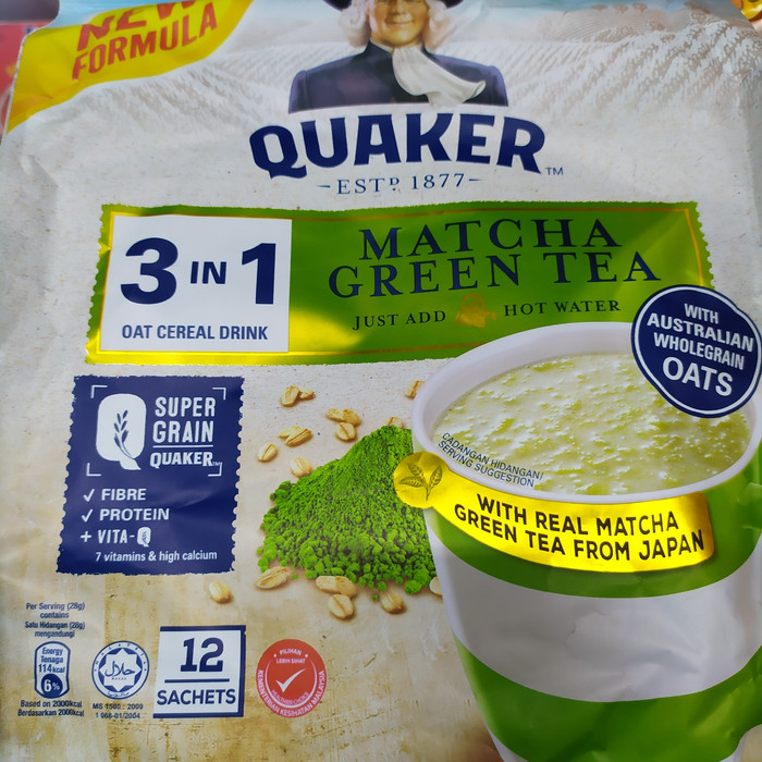 

QUAQER 3in1 Oat Cereal Drink Matcha Green Tea From Japan 15pcsx28gram