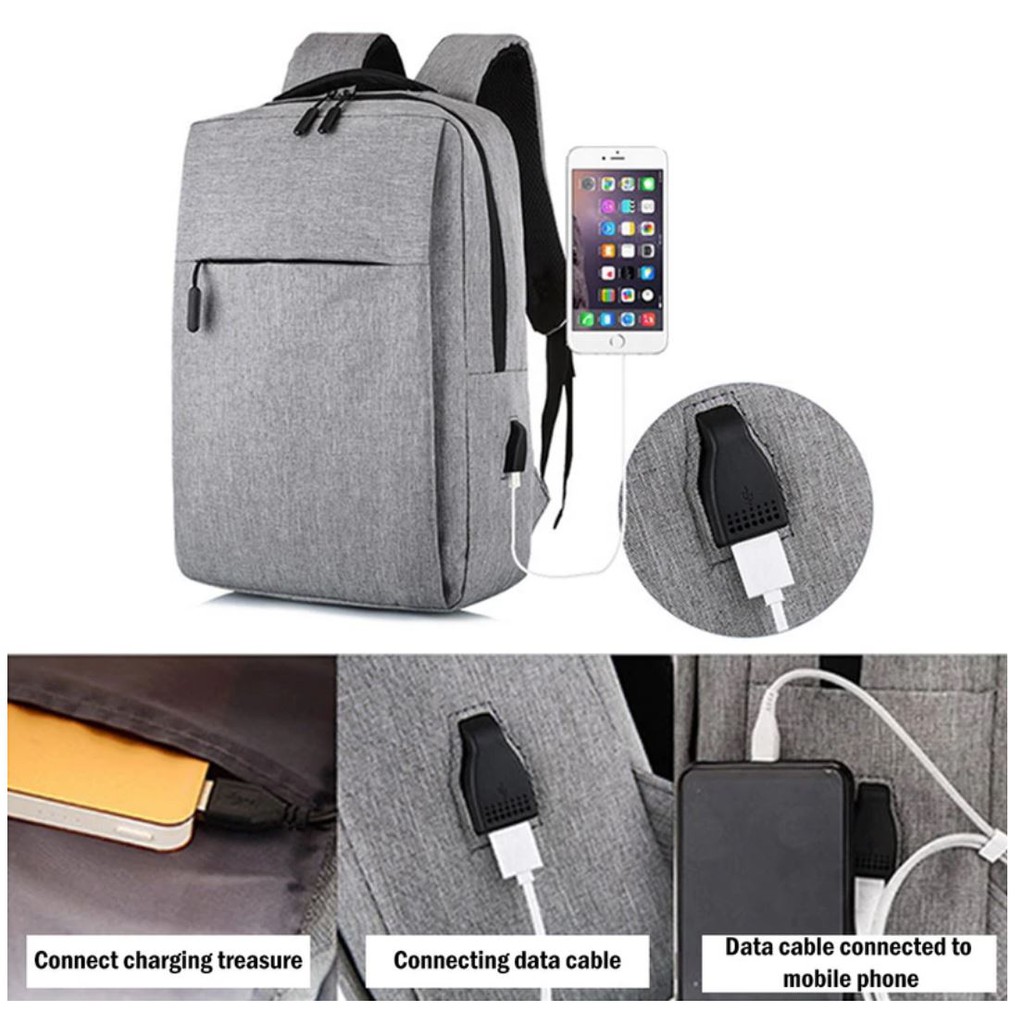 Tas Laptop Backpack Anti Maling with USB Charger Port