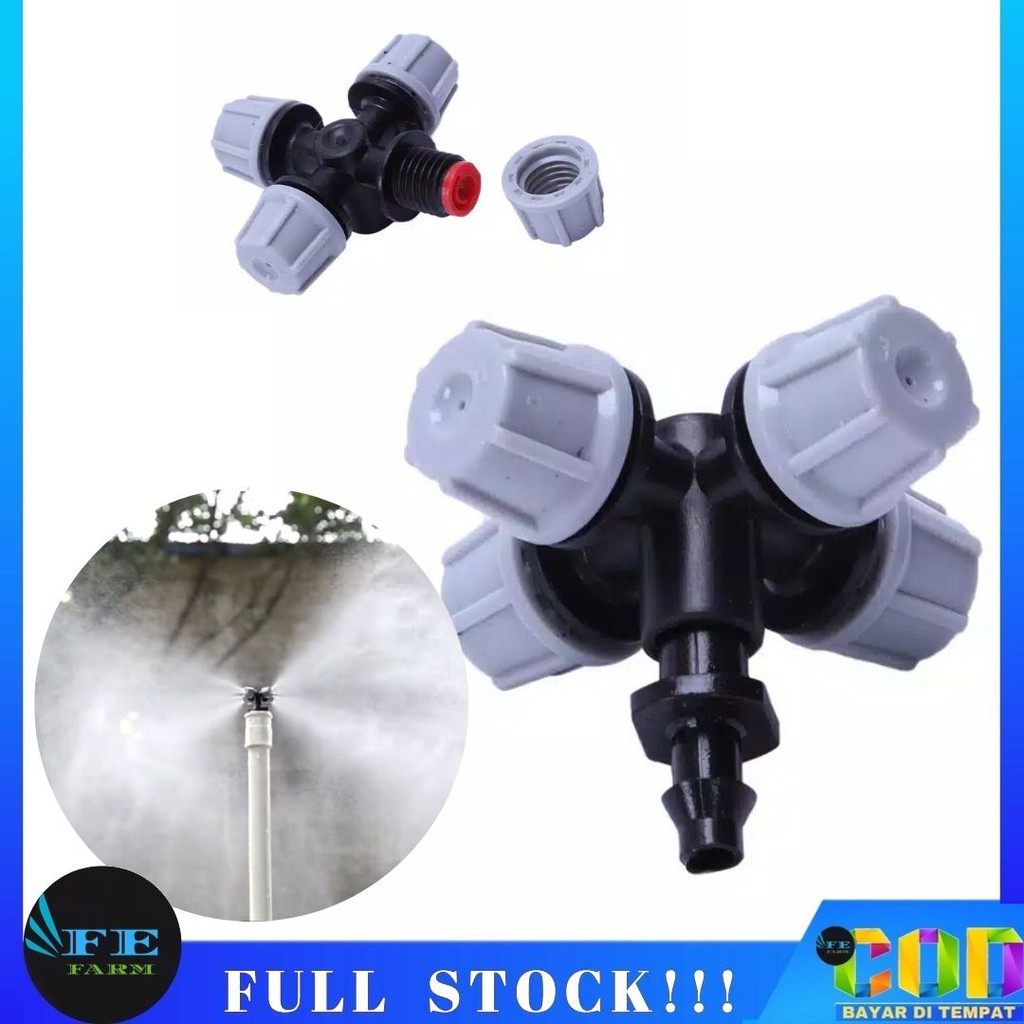 SPRINKLER SPRAYER 4 WAY HEAD MIST NOZZLE MISTING FOGGER FEFARM Shopee