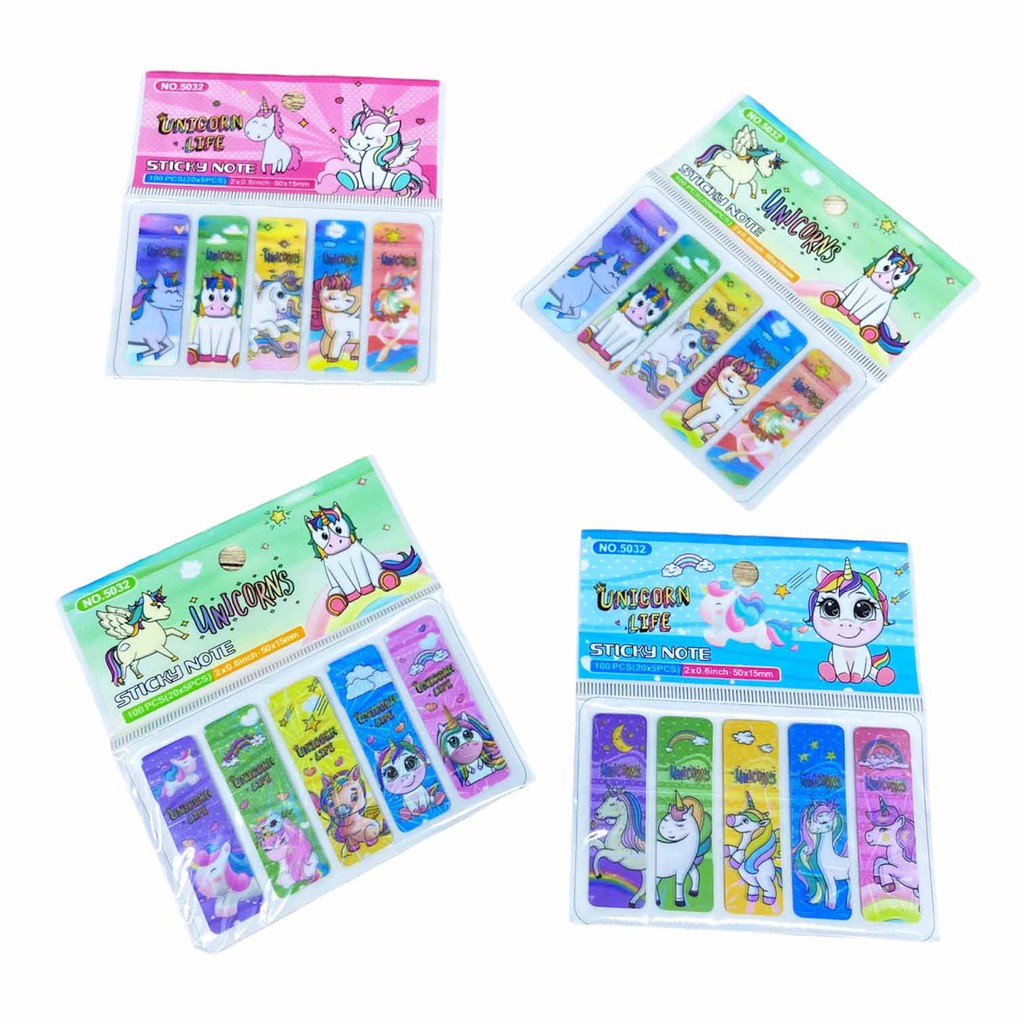 ISI 100LEMBAR | PEMBATAS BUKU BT21 BTS PLASTIK / PEMBATAS BUKU BTS / BOOKMARK BT21 / STIKY NOTE BT21-STC- UNICORN