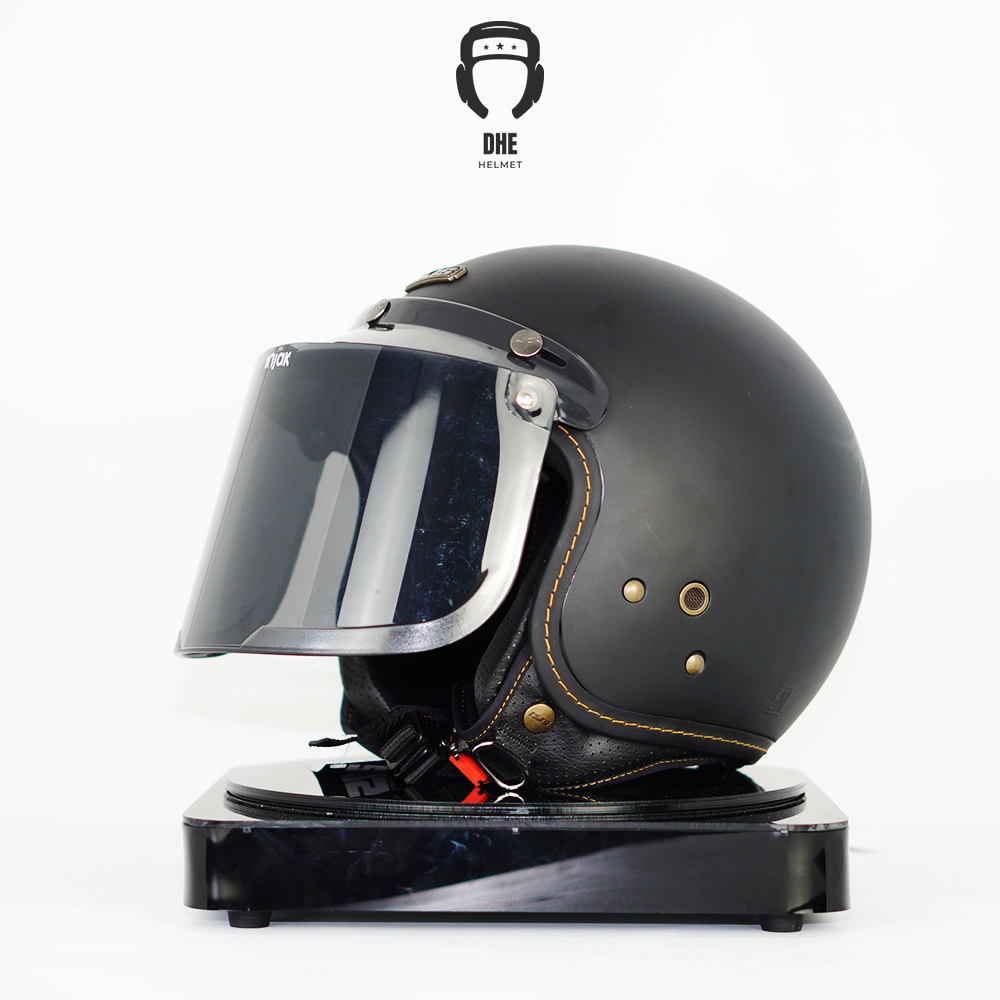 HELM NJS NR-80S Retro SOLID ORIGINAL PREMIUM FREE PET NJS (TOPI HELM BOGO) STANDART SNI Dewasa-hitam doff