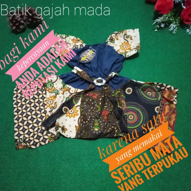 Dres Batik Anak Umur 1=2 Tahun. Bahan Berkualitas.adem ,motifnya Lucu Dan Cantik.(produksi Sendiri)