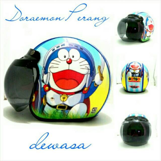 Helm bogo retro kulit SNI dewasa doraemon perang