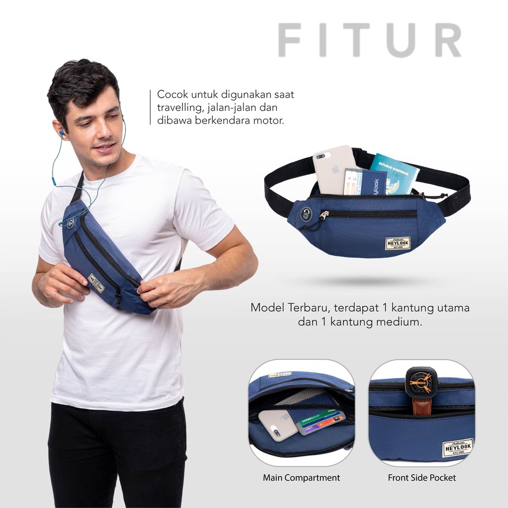 HEYLOOK Project - Tas Selempang Pria Waist Bag ALVA Pria Sling Bag Gadget Distro Pria