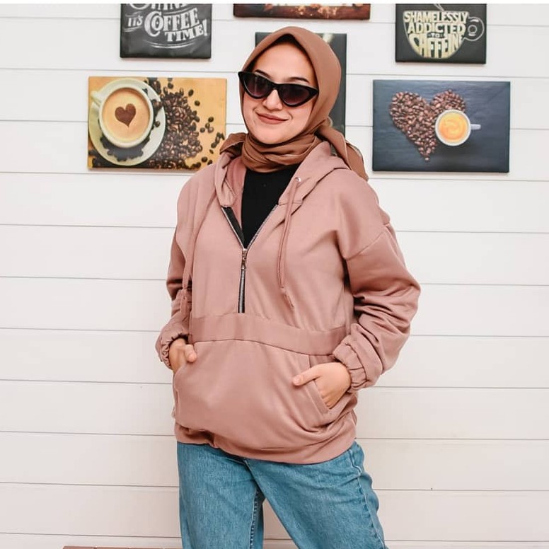 Sweater Wanita Zaira Hoodie Sweater Fleece