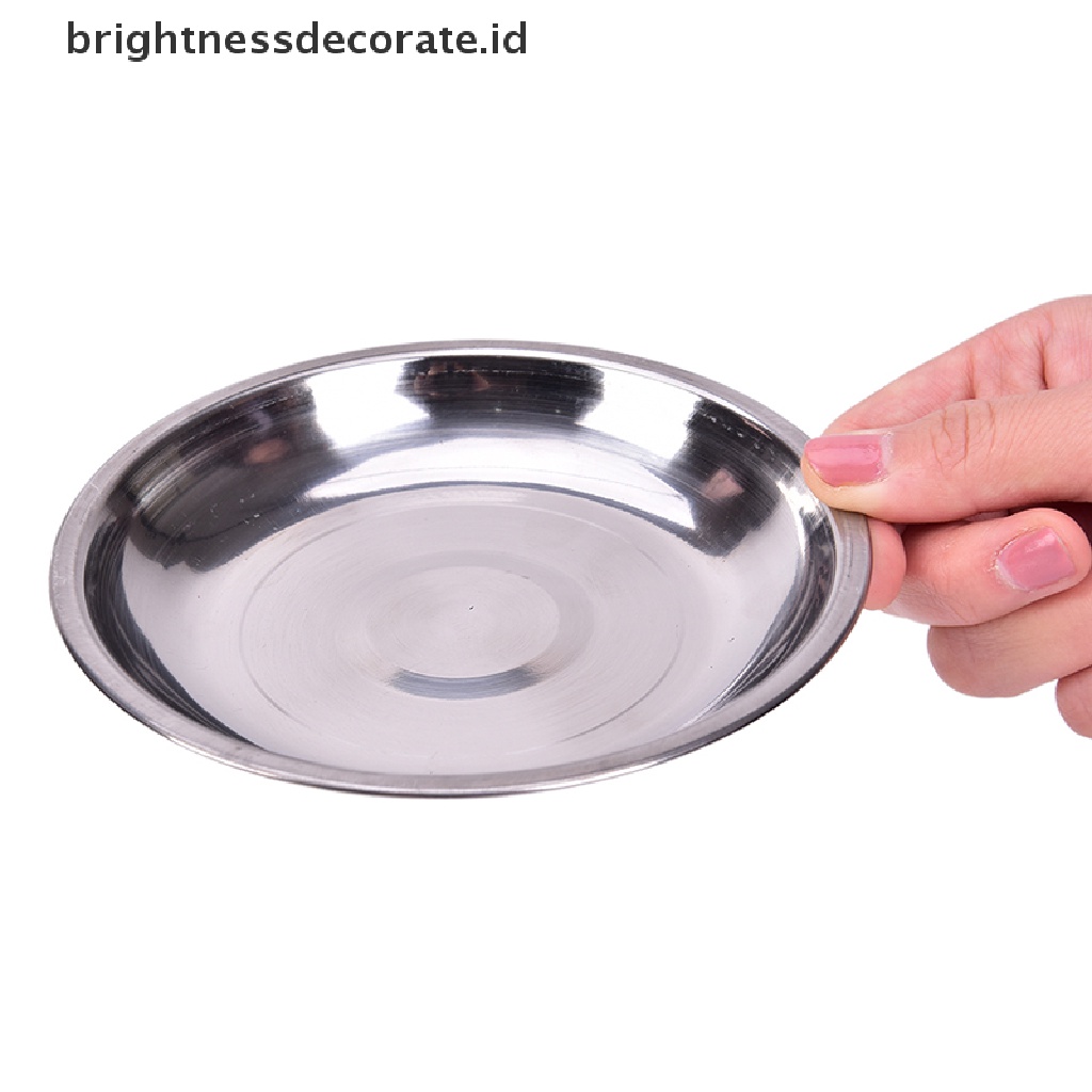 Piring Makanan Bentuk Bulat Bahan Stainless Steel Ukuran 14-26cm Untuk Camping