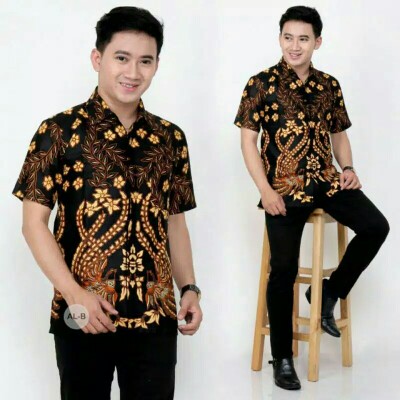022 Zahira Batik Hrb026 Kenongo Hem Kemeja Batik Pria Lengan Pendek  Katun Primis Halus M L Xl
