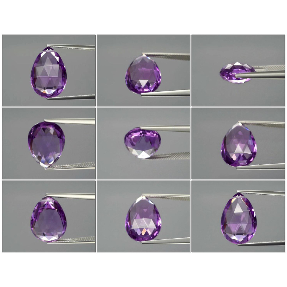 VS Briolette Drilled Rose-Cut 9.60ct 17.5x12.5mm Natural Unheated Purple Amethyst Uruguay AT191