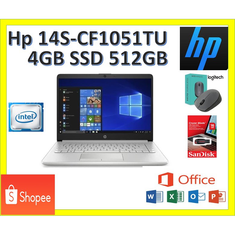 Laptop Hp 14s Cf1051tu Intel Celeron 4205u 4gb Ram 512 Gb Ssd 14 Win10 Silver Shopee Indonesia